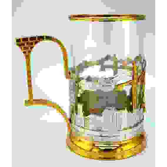 Подстаканник "Строители" литой (серебрение, золочение)