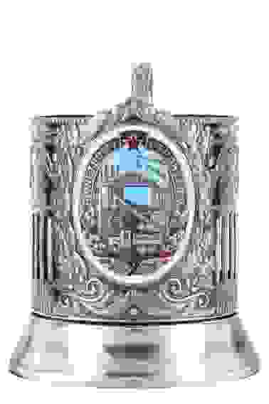 Подстаканник никелированный "Почётному строителю" (эмаль)