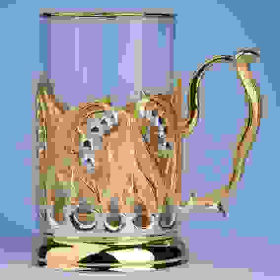 Подстаканник литой Ландыши (серебрение, золочение)