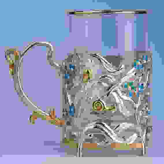 Подстаканник литой Незабудки (серебрение, золочение)
