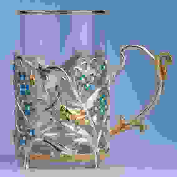 Подстаканник литой Незабудки (серебрение, золочение)