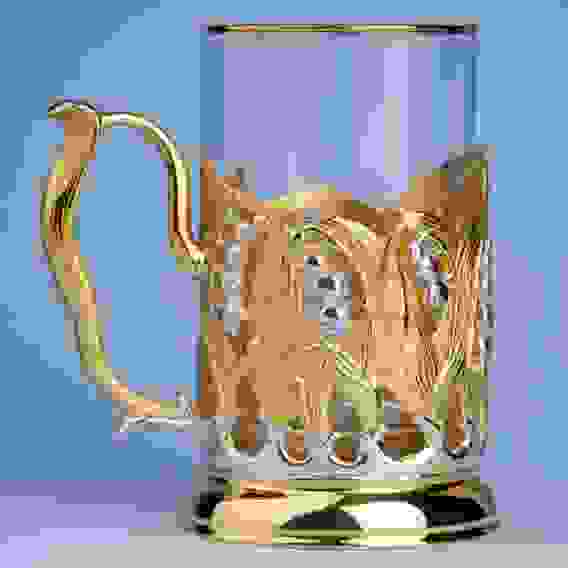 Подстаканник литой Ландыши (серебрение, золочение)