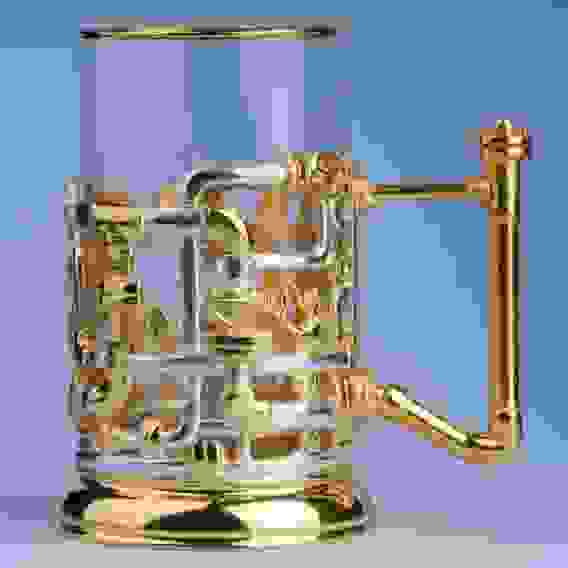Подстаканник литой Газпром с эмалью (серебрение, золочение)