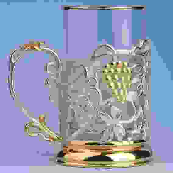 Подстаканник литой Виноград (серебрение, золочение)