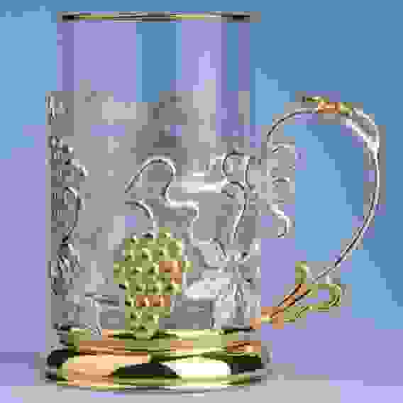 Подстаканник литой Виноград (серебрение, золочение)