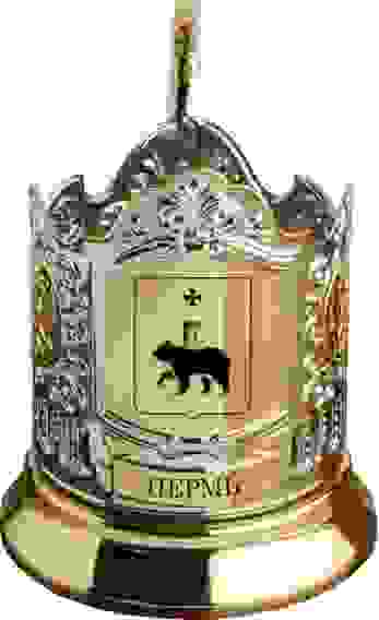Подстаканник позолоченный "Герб Перми"