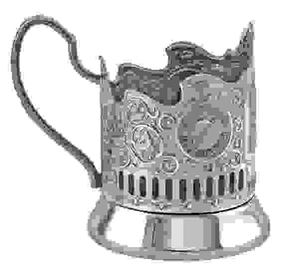 Подстаканник "Банный" никелированный с чернью