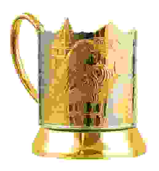 Подстаканник никелированный с позолотой "Богатырская застава"