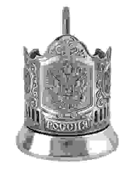 Подстаканник никелированный "Герб РФ" с чернением