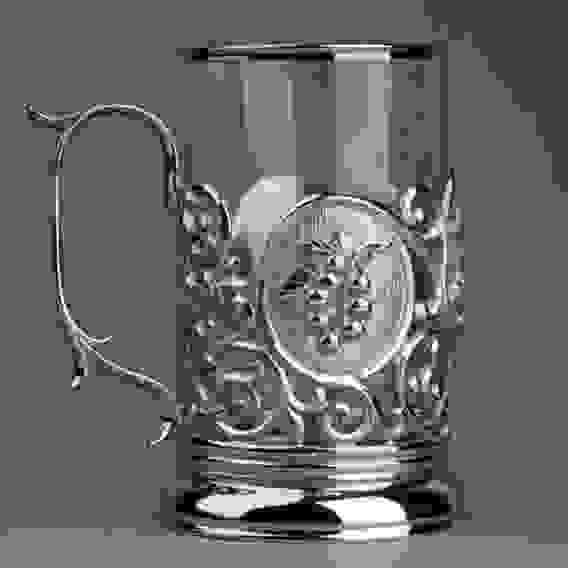 Подстаканник литой никелированный Чай (малина)