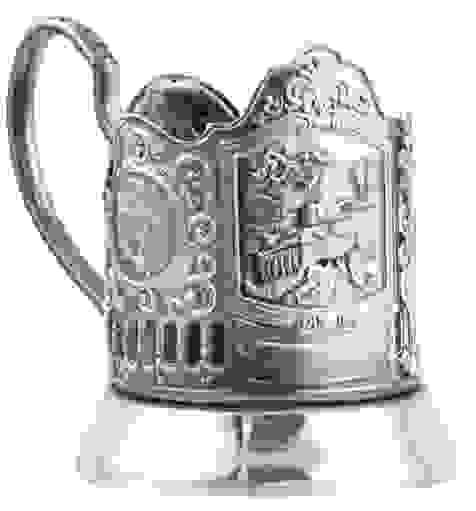 Подстаканник посеребренный "Танк Т-34"