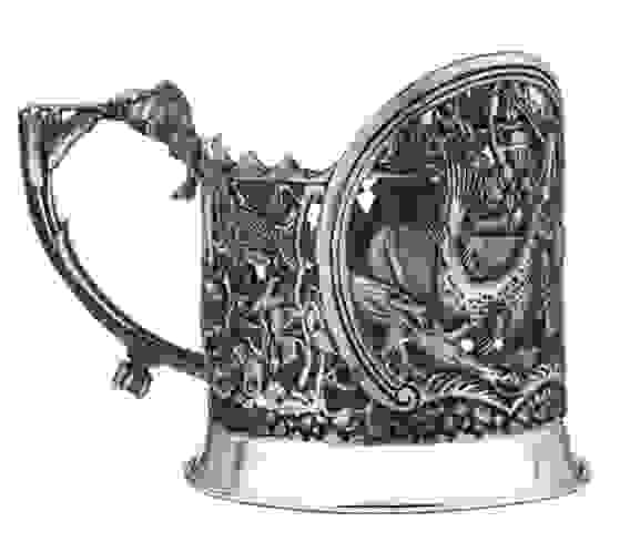 Подстаканник посеребренный полир. с черн. "Рыбацкий"